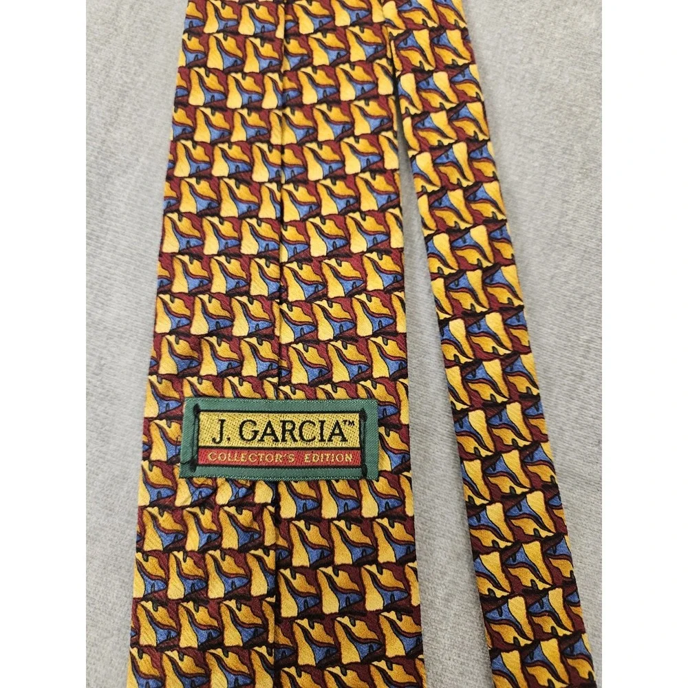 Vintage Jerry Garcia Collectors Edition Silk Tie Gold Blue Red Abstract...